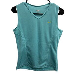Nike Fit Dry Sleeveless V-Neck Athletic Tank Top Teal Womens Activewear Sz Mediu